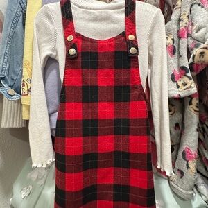 Max Studio Red and Black Plaid Kids Casual Dress